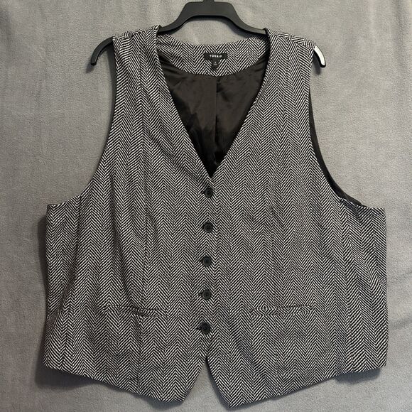 Torrid Studio Luxe Ponte Vest Herringbone Womens Plus Size 6X 30 Black Career - Picture 1 of 7